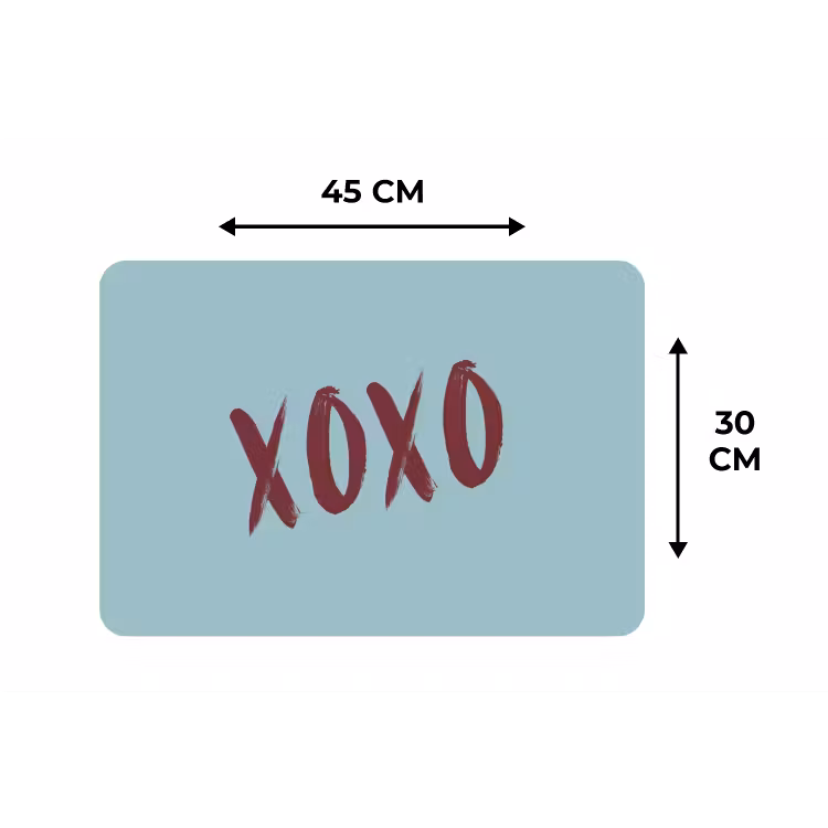 XOXO - Blauw - Rood Placemat vinyl groot -specs