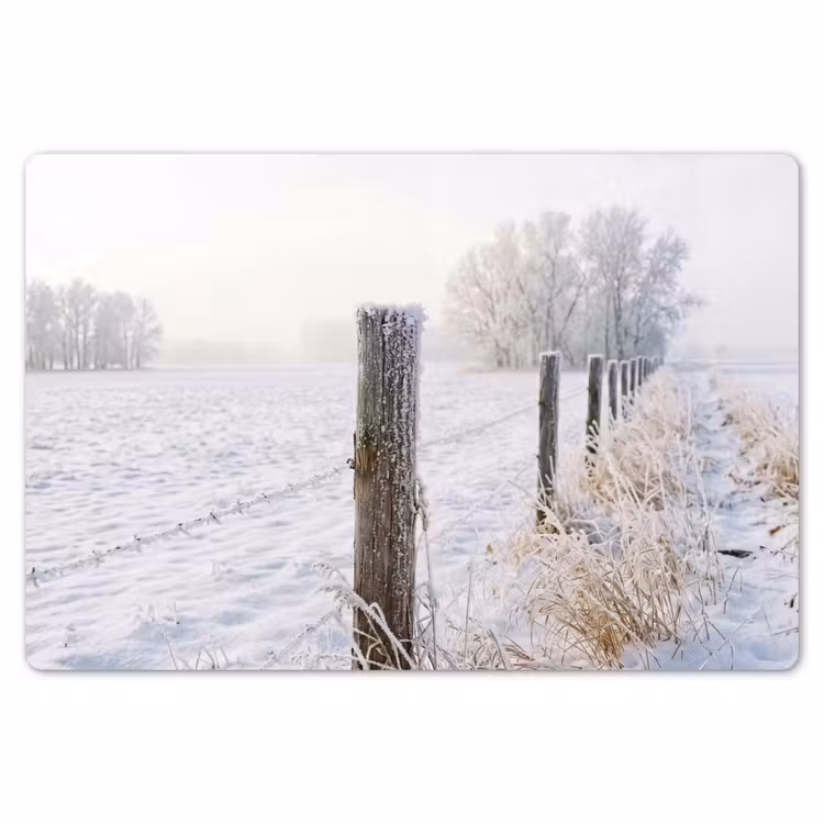 Hek - Sneeuw - Mist - Platteland - Nostalgisch Placemat vinyl groot -zzsfeer1_Kitchenyeah-website