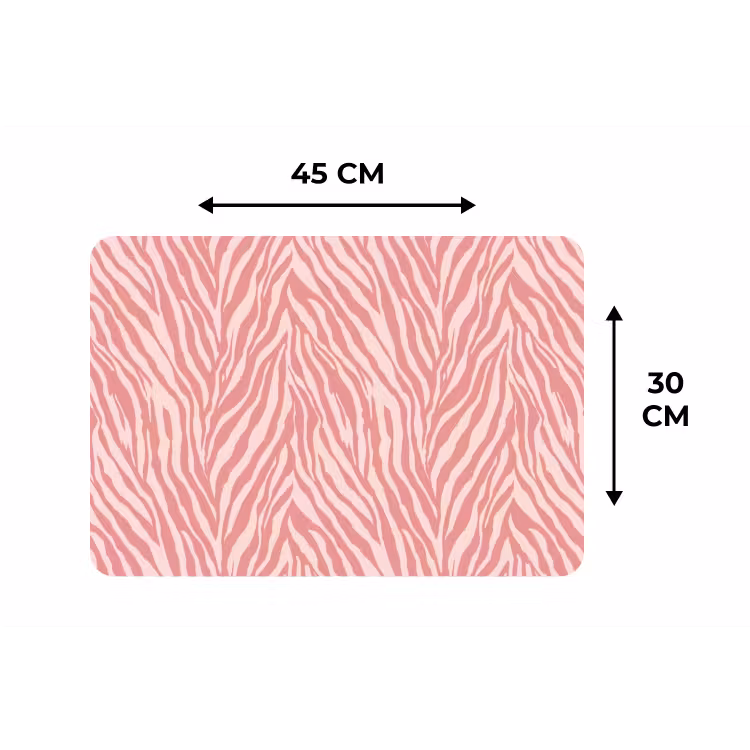 Zebra - Print - Roze Placemat vinyl groot 368 -specs