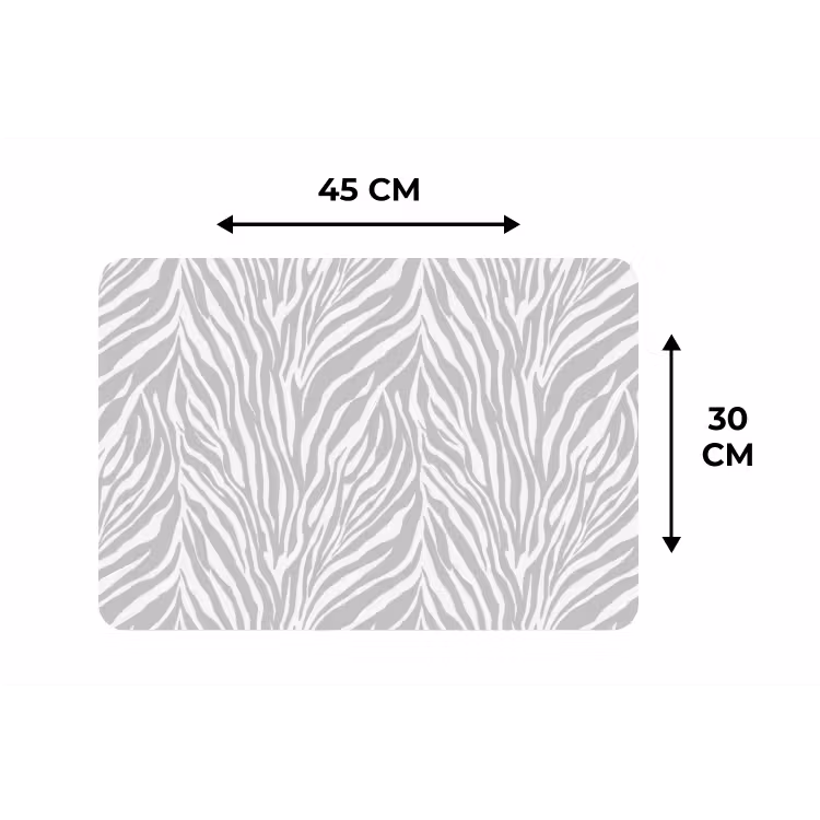 Zebra - Motief - Grijs Placemat vinyl groot 368 -specs