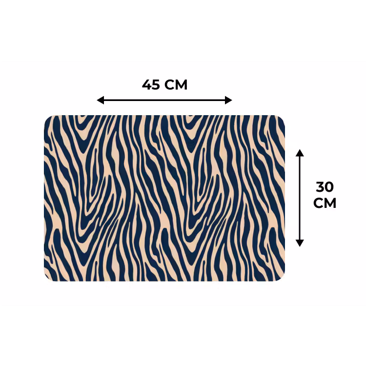 Zebra - Patroon - Blauw - Beige Placemat vinyl groot 368 -specs