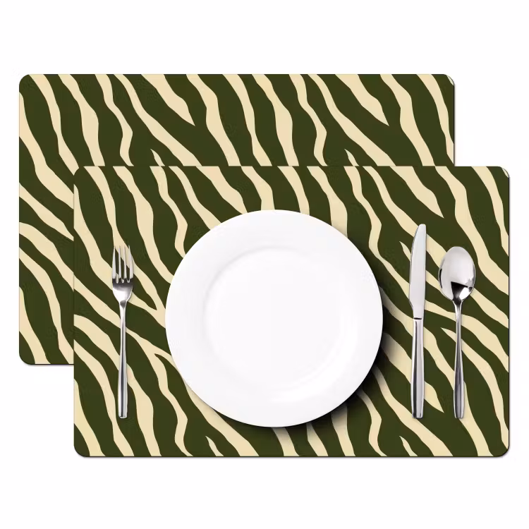 Zebra - Patroon - Groen Placemat vinyl groot 368 -zzsfeer2_Kitchenyeah-website