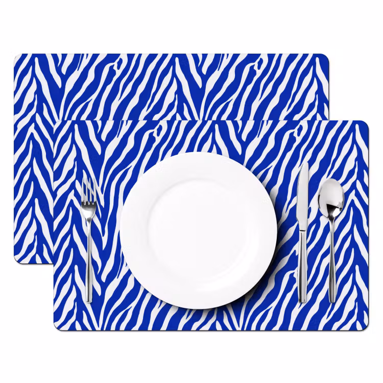Zebra - Patroon - Kobalt - Blauw Placemat vinyl groot 368 -zzsfeer2_Kitchenyeah-website
