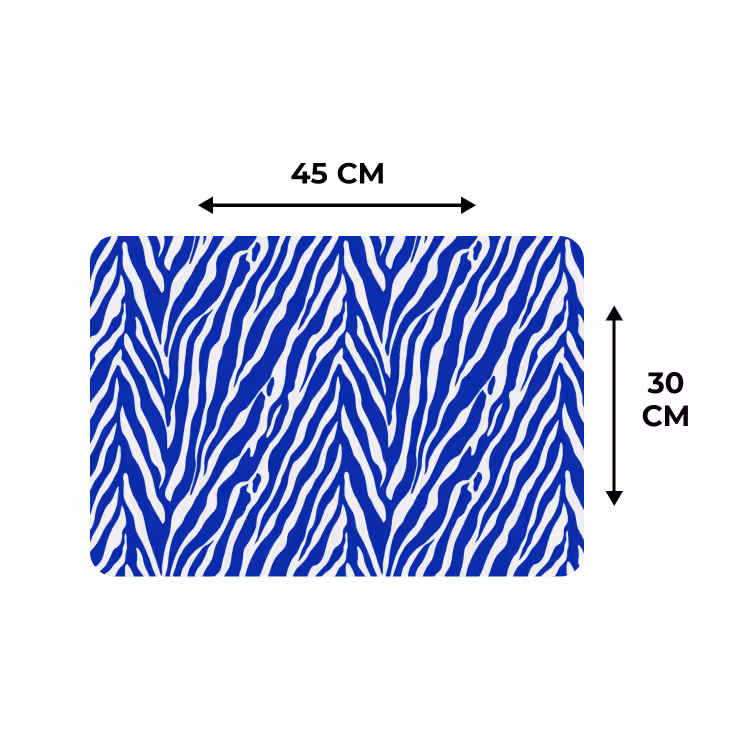 Zebra - Patroon - Kobalt - Blauw Placemat vinyl groot 368 -specs