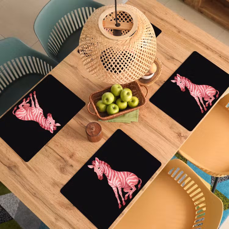 Zebra - Roze - Gestreept Placemat vinyl groot -zzsfeer5_Kitchenyeah-website