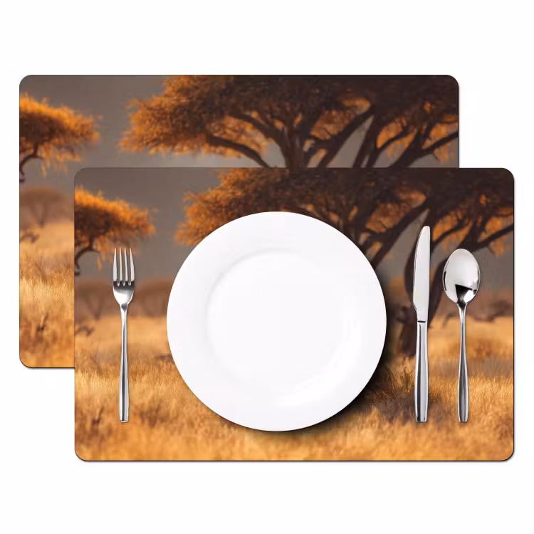 Zebra's - Savannelandschap - Gras Placemat vinyl groot -zzsfeer2_Kitchenyeah-website