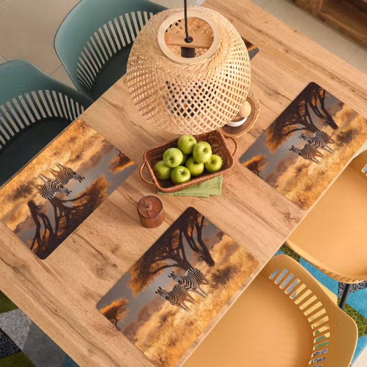 Zebra's - Savannelandschap - Gras Placemat vinyl groot -zzsfeer5_Kitchenyeah-website