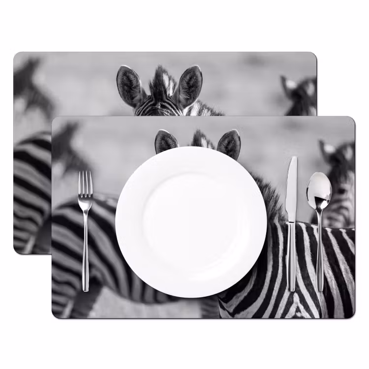 Zebra's - Zwart - Wit Placemat vinyl groot -zzsfeer2_Kitchenyeah-website
