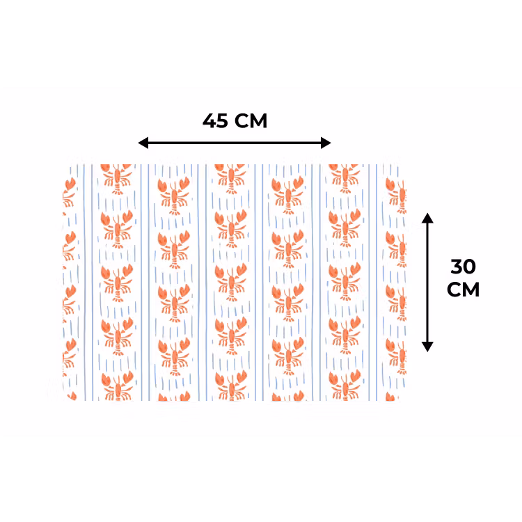 Zee - Kreeft - Oranje - Blauw Placemat vinyl groot 368 -specs