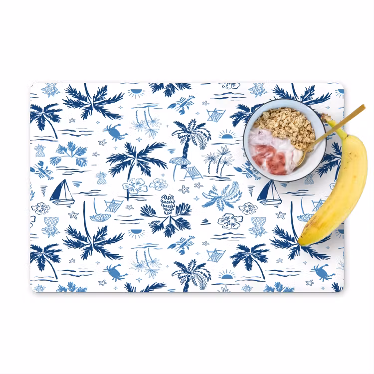 Zee - Strand - Blauw - Wit Placemat vinyl groot 368 -zzzproduct_Kitchenyeah-website
