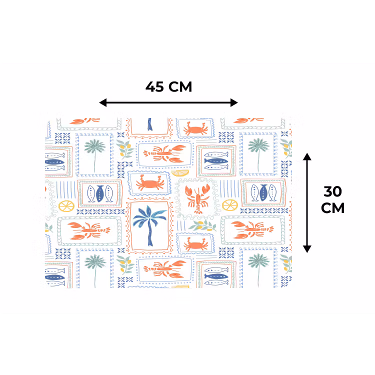 Italiaans - Zee - Sfeer - Krab - Multi Placemat vinyl groot 368 -specs
