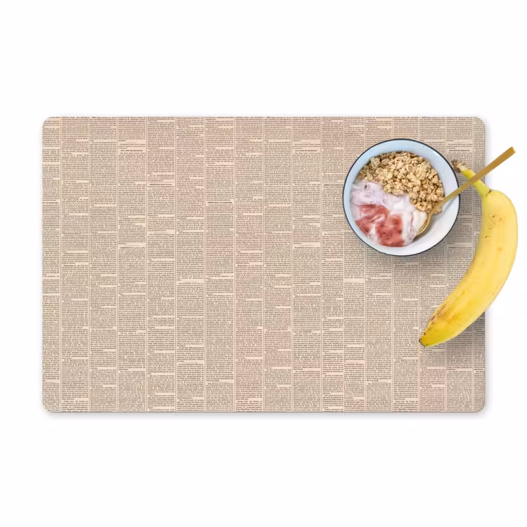 Krant - Nieuws - Historisch - Vintage - Beige Placemat vinyl groot -zzzproduct_Kitchenyeah-website