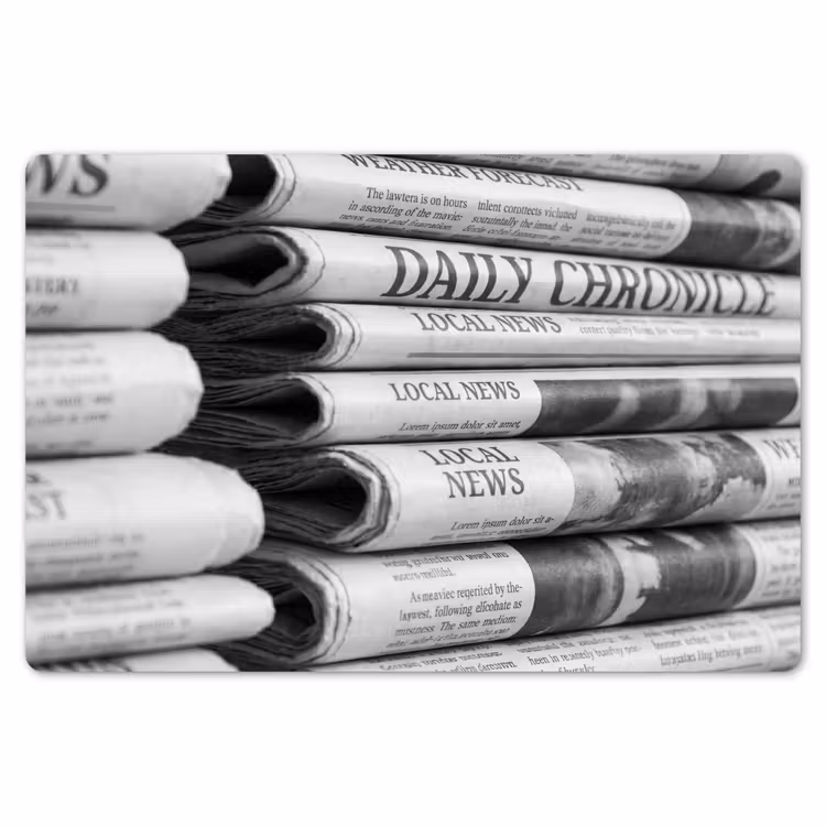 Krant - Stapel - Nieuws - Zwart-wit - Media Placemat vinyl groot -zzsfeer1_Kitchenyeah-website