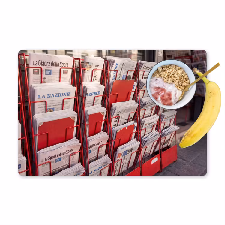 Kranten - Rek - Stedelijk - Dagelijks leven - Rood Placemat vinyl groot -zzzproduct_Kitchenyeah-website