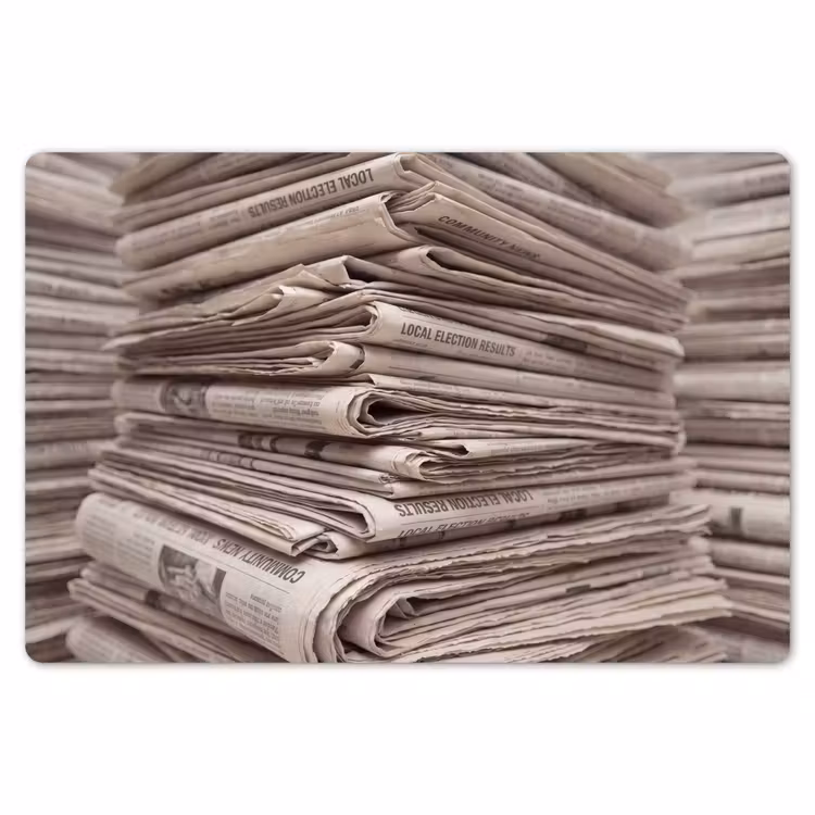 Kranten - Stapel - Nieuws - Vintage - Beige Placemat vinyl groot -zzsfeer1_Kitchenyeah-website