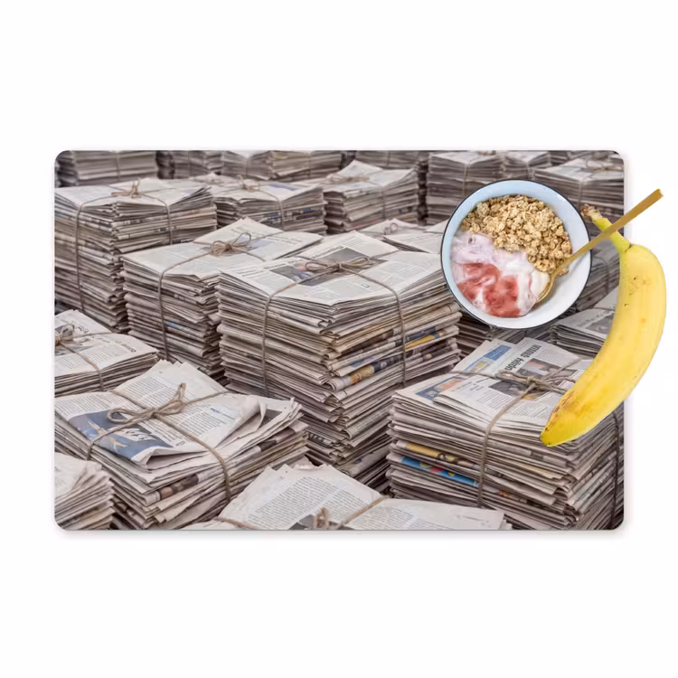 Kranten - Stapels - Touw - Informatie - Vintage Placemat vinyl groot -zzzproduct_Kitchenyeah-website