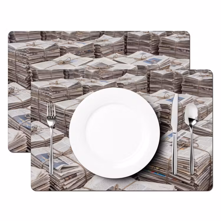 Kranten - Stapels - Touw - Informatie - Vintage Placemat vinyl groot -zzsfeer2_Kitchenyeah-website