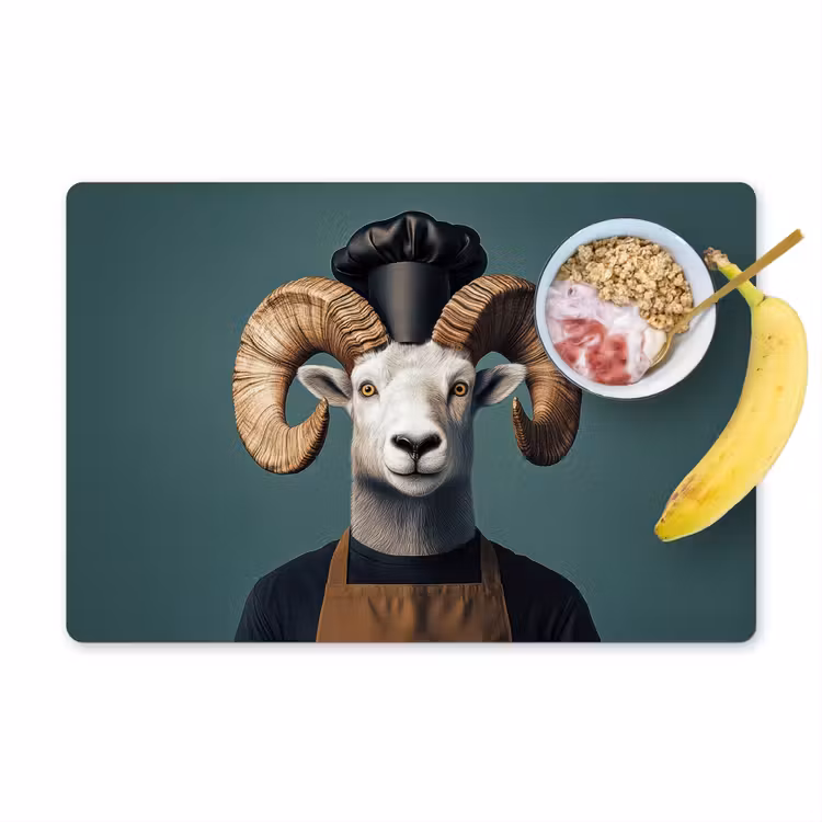 Geit - Hoorns - Kokskleding Placemat vinyl groot -zzzproduct_Kitchenyeah-website