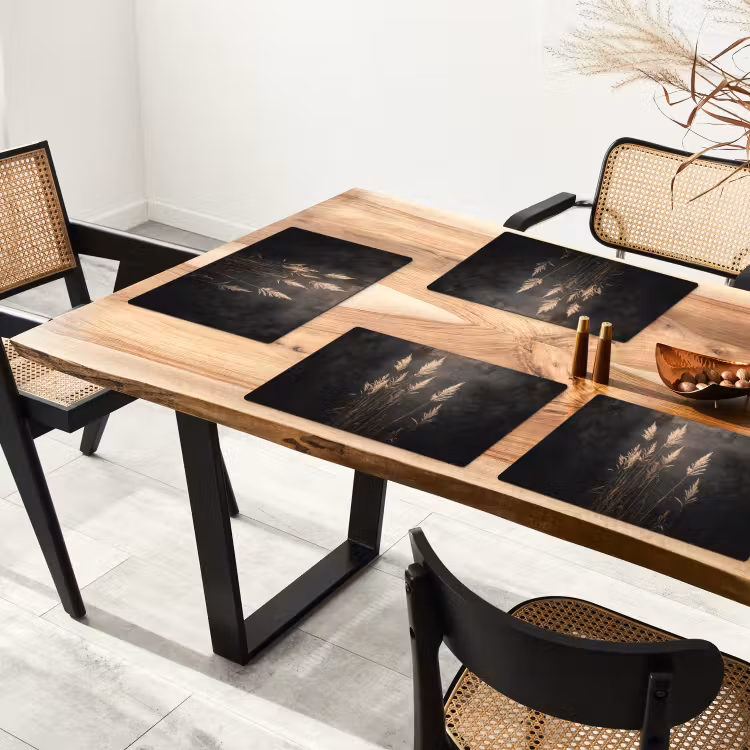 Siergras - Pluimen - Verlichting - Zwart Placemat vinyl groot -zzsfeer4_Kitchenyeah-website