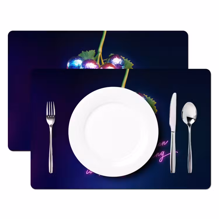 Quote - Neon - Disco - Druiven Placemat vinyl groot -zzsfeer2_Kitchenyeah-website