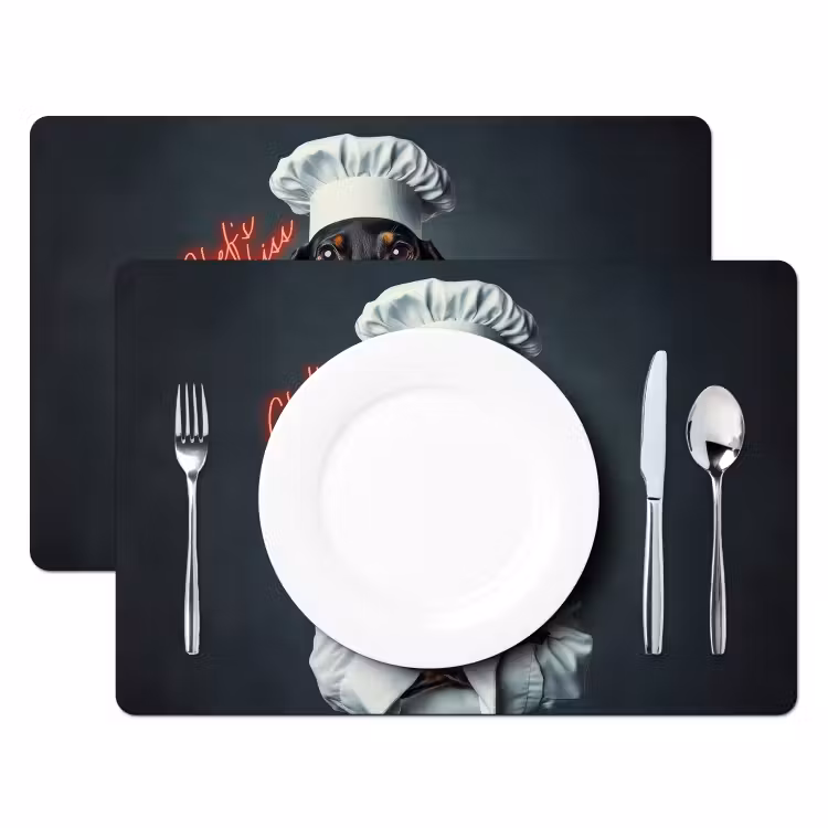 Quote - Neon - Hond - Kokskleding Placemat vinyl groot -zzsfeer2_Kitchenyeah-website