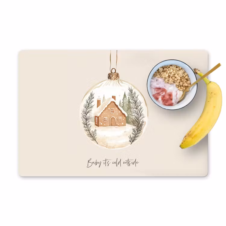 Quote - Winter - Kerst - Beige - Kerstbal Placemat vinyl groot -zzzproduct_Kitchenyeah-website