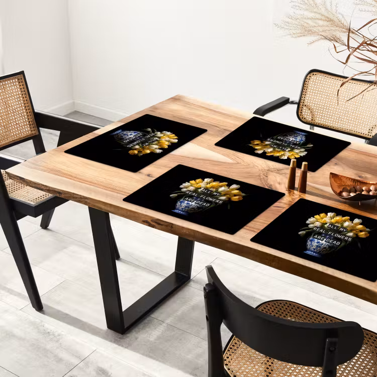 Quotes - Bloem - Tulp - Geel Placemat vinyl groot -zzsfeer4_Kitchenyeah-website