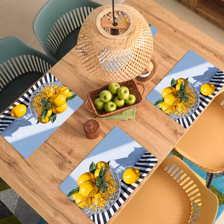 Tischset - 6 Stück - Zitronen – Obst – Gelb - Citroenen - Fruit - Geel Placemat vinyl groot