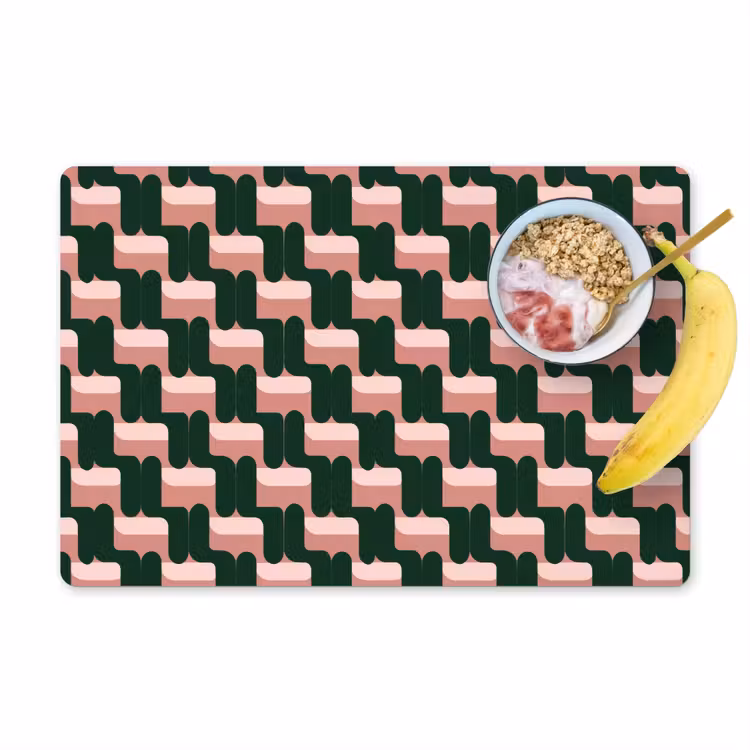 Vlechtpatroon - Groen - Roze - Geometrisch Placemat vinyl groot 368 -zzzproduct_Kitchenyeah-website