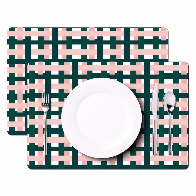 Vlechtpatroon - Groen - Roze - Grafisch Placemat vinyl groot 368 -zzsfeer2_Kitchenyeah-website