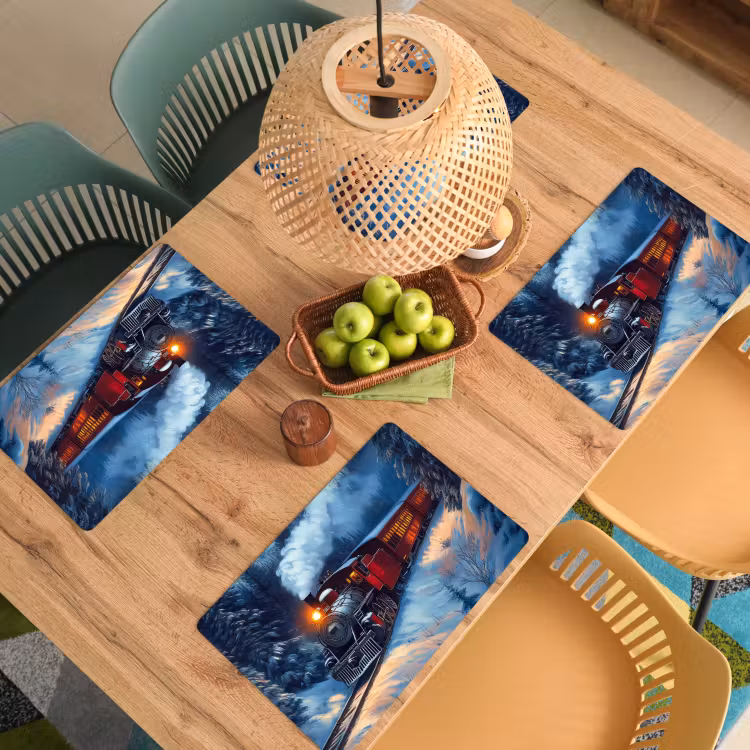 Trein - Kerst - Sneeuw - Kersttrein Placemat vinyl groot -zzsfeer5_Kitchenyeah-website