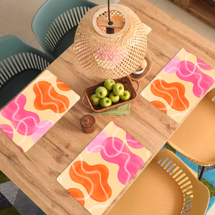 Abstract - Aquarel - Organisch - Oranje - Roze Placemat vinyl groot -zzsfeer5_Kitchenyeah-website