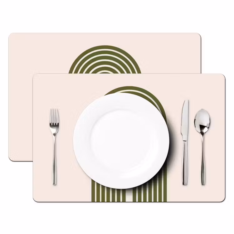 Abstract - Bogen - Modern - Groen - Kunst Placemat vinyl groot -zzsfeer2_Kitchenyeah-website