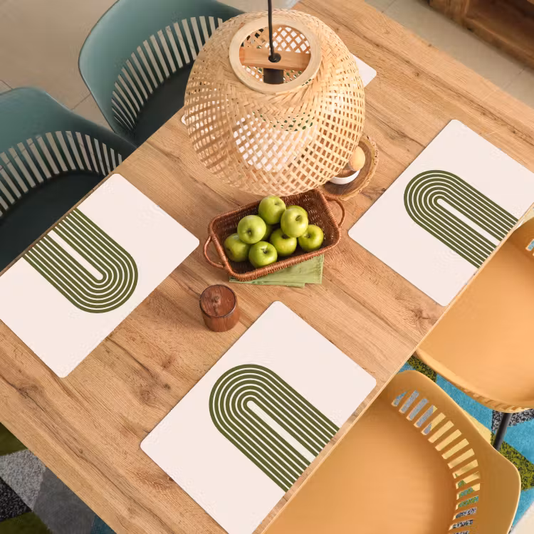 Abstract - Bogen - Modern - Groen - Kunst Placemat vinyl groot -zzsfeer5_Kitchenyeah-website