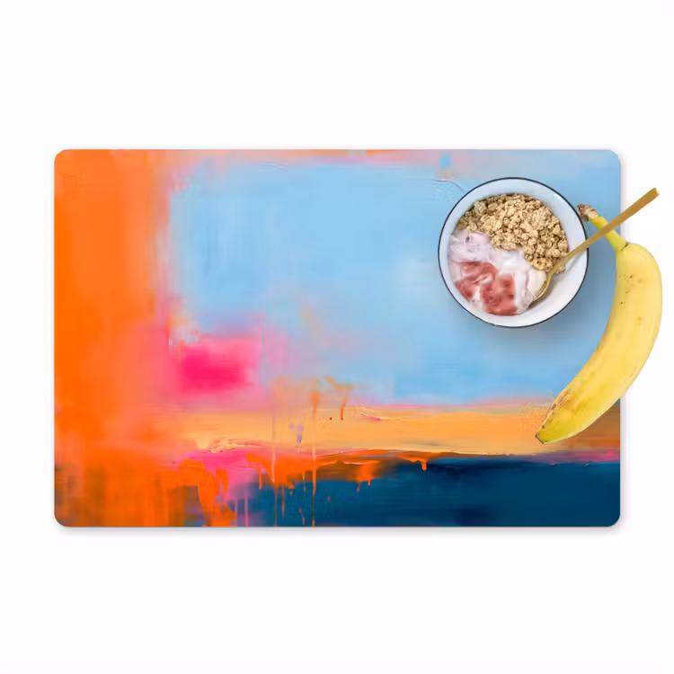 Abstract - Kleurvlakken - Modern - Oranje - Blauw Placemat vinyl groot -zzzproduct_Kitchenyeah-website