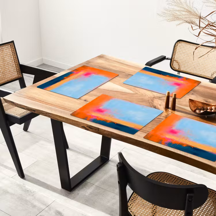Abstract - Kleurvlakken - Modern - Oranje - Blauw Placemat vinyl groot -zzsfeer4_Kitchenyeah-website
