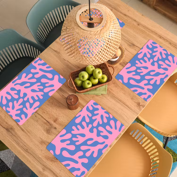 Abstract - Vormen - Roze - Blauw Placemat vinyl groot -zzsfeer5_Kitchenyeah-website