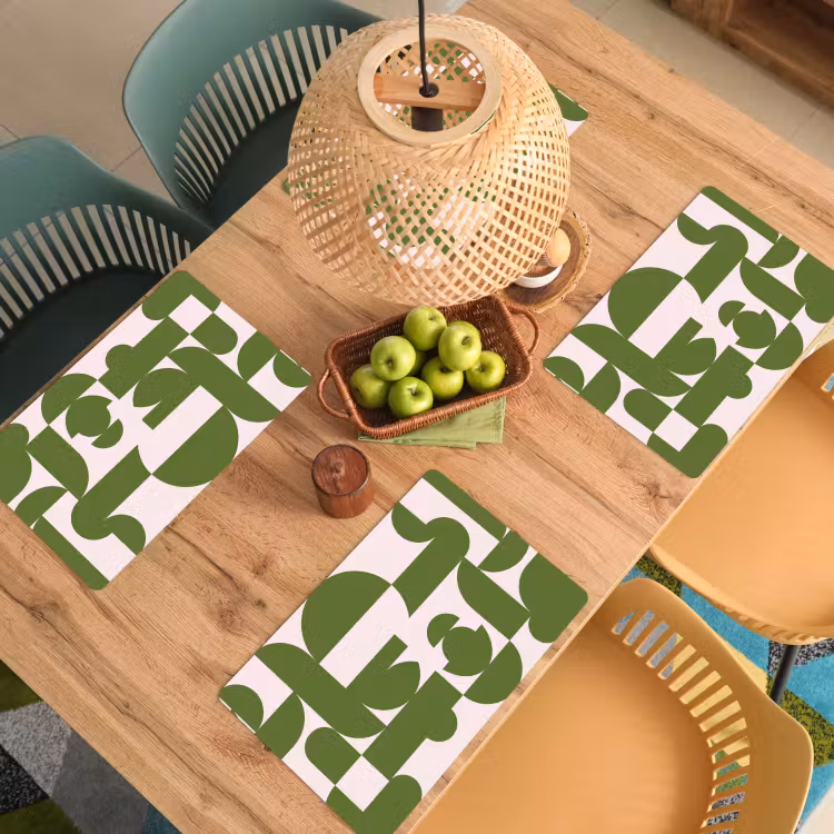 Abstract - Geometrie - Modern - Groen - Wit Placemat vinyl groot -zzsfeer5_Kitchenyeah-website
