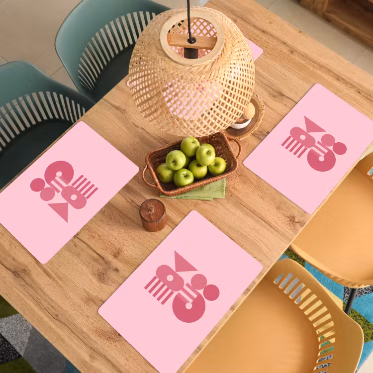 Abstract - Geometrisch - Vormen - Roze Placemat vinyl groot -zzsfeer5_Kitchenyeah-website