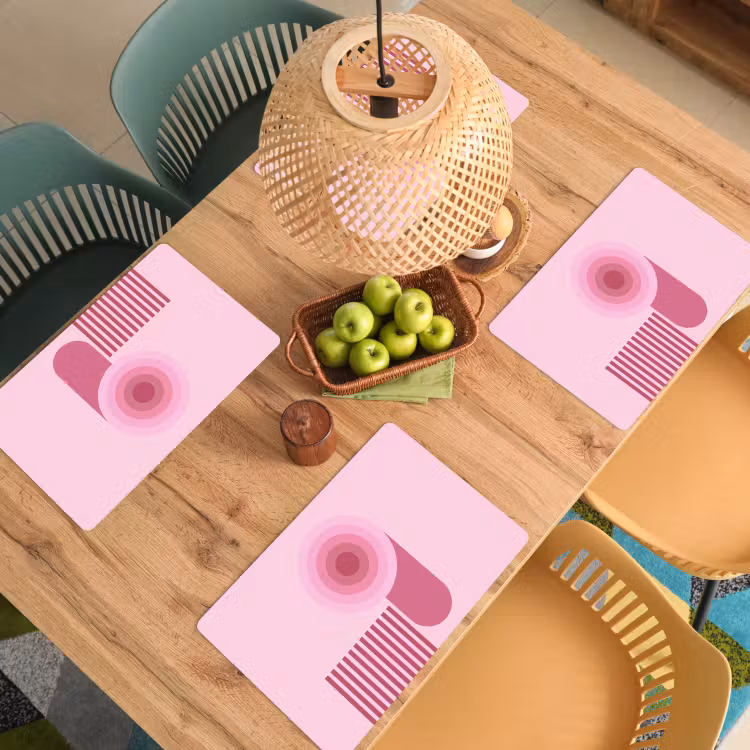 Abstract - Cirkels - Strepen - Modern - Roze Placemat vinyl groot -zzsfeer5_Kitchenyeah-website