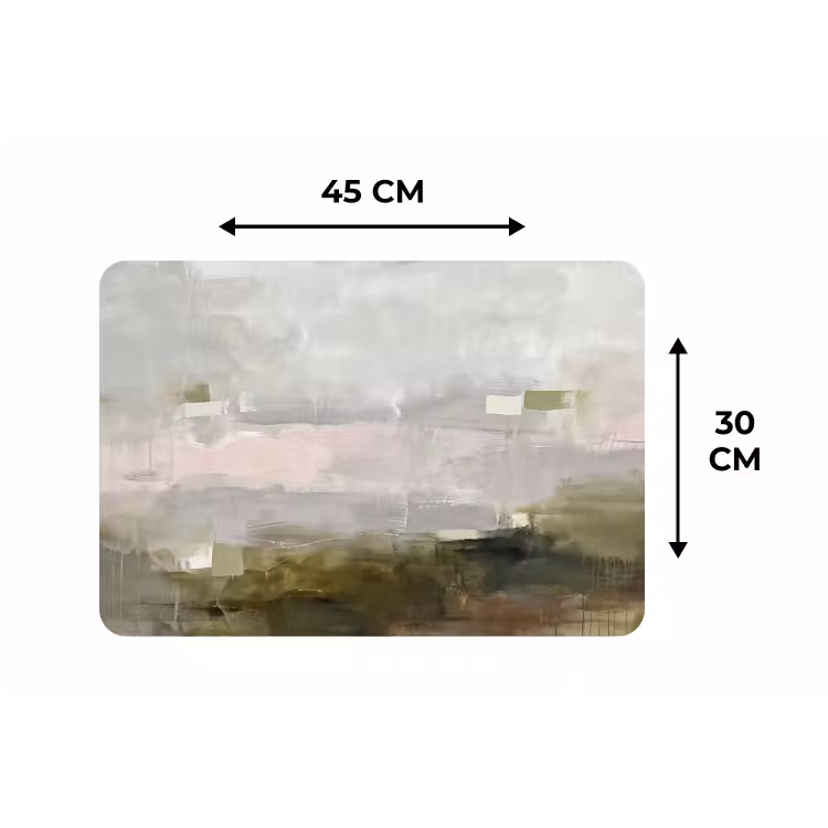 Abstract - Gelaagd - Kunst - Modern - Grijs-Groen Placemat vinyl groot -specs
