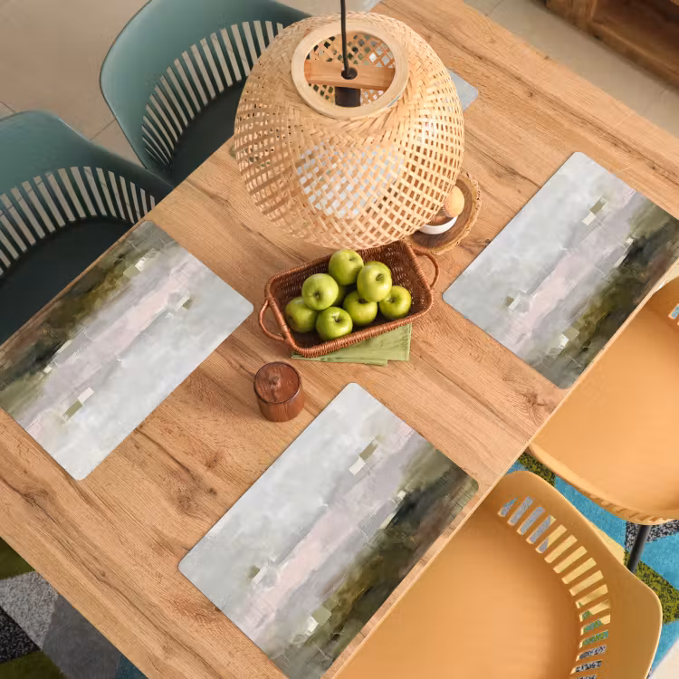Abstract - Gelaagd - Kunst - Modern - Grijs-Groen Placemat vinyl groot -zzsfeer5_Kitchenyeah-website