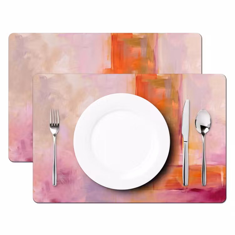 Abstract - Borstelstreken - Kunst - Paars - Goud Placemat vinyl groot -zzsfeer2_Kitchenyeah-website