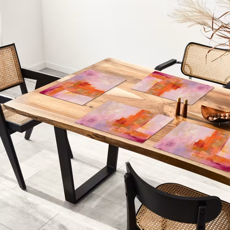 Abstract - Borstelstreken - Kunst - Paars - Goud Placemat vinyl groot -zzsfeer4_Kitchenyeah-website