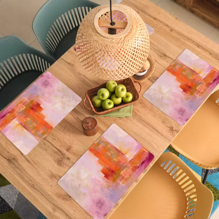Abstract - Borstelstreken - Kunst - Paars - Goud Placemat vinyl groot -zzsfeer5_Kitchenyeah-website
