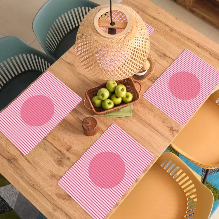 Abstract - Strepen - Ovaal - Roze - Modern Placemat vinyl groot -zzsfeer5_Kitchenyeah-website