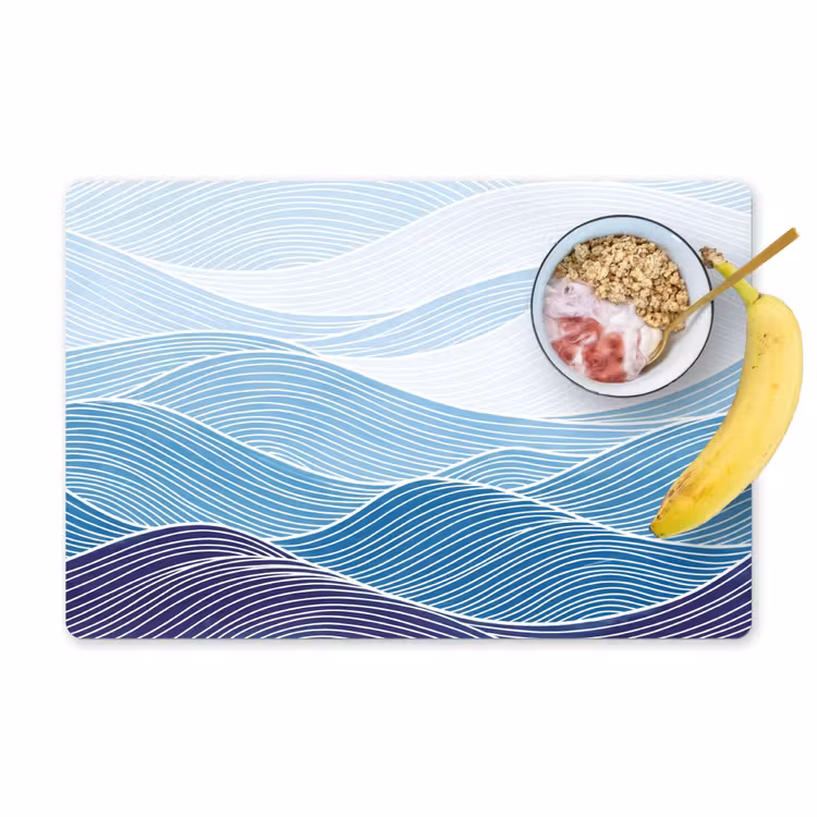 Abstract - Golven - Patroon - Blauw - Modern Placemat vinyl groot -zzzproduct_Kitchenyeah-website