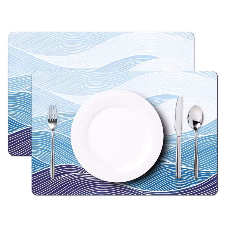 Abstract - Golven - Patroon - Blauw - Modern Placemat vinyl groot -zzsfeer2_Kitchenyeah-website