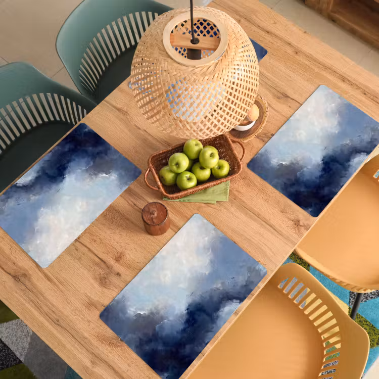 Abstract - Wolken - Modern - Blauw - Kunst Placemat vinyl groot -zzsfeer5_Kitchenyeah-website