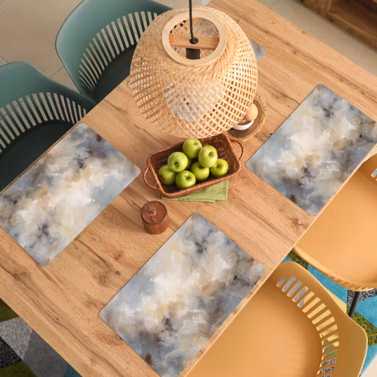 Abstract - Wolken - Sfeervol - Beige - Grijs Placemat vinyl groot -zzsfeer5_Kitchenyeah-website